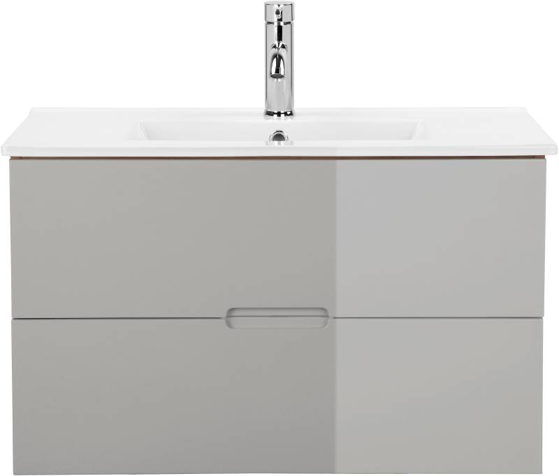 welltime Waschtisch »Lund Badezimmerschrank Unterschrank mit Becken«, Waschplatz mit Waschbecken und 2 Auszügen Breite 80 cm von welltime