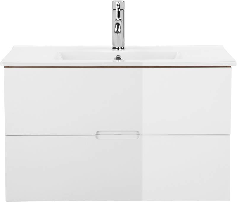 welltime Waschtisch »Lund Badezimmerschrank Unterschrank mit Becken«, Waschplatz mit Waschbecken und 2 Auszügen Breite 80 cm von welltime