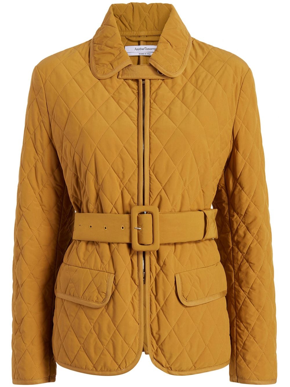 Another Tomorrow diamond-quilted belted puffer jacket - Yellow von Another Tomorrow