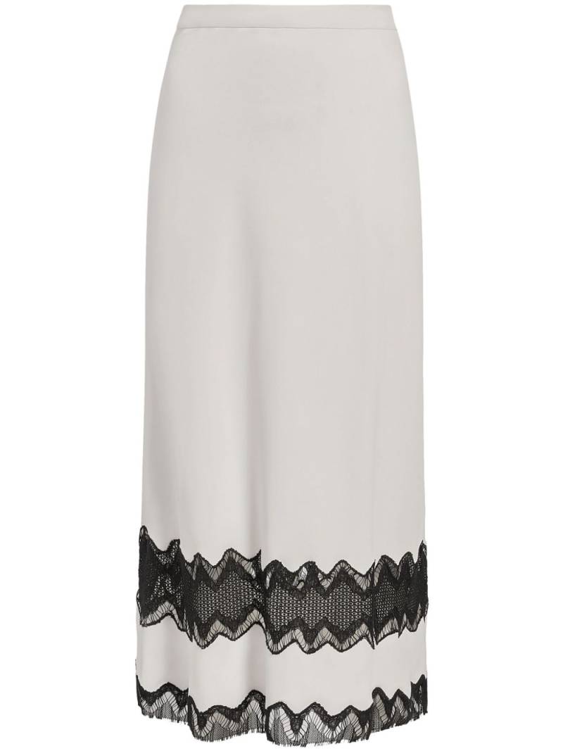 Another Tomorrow lace high-waist midi skirt - White von Another Tomorrow