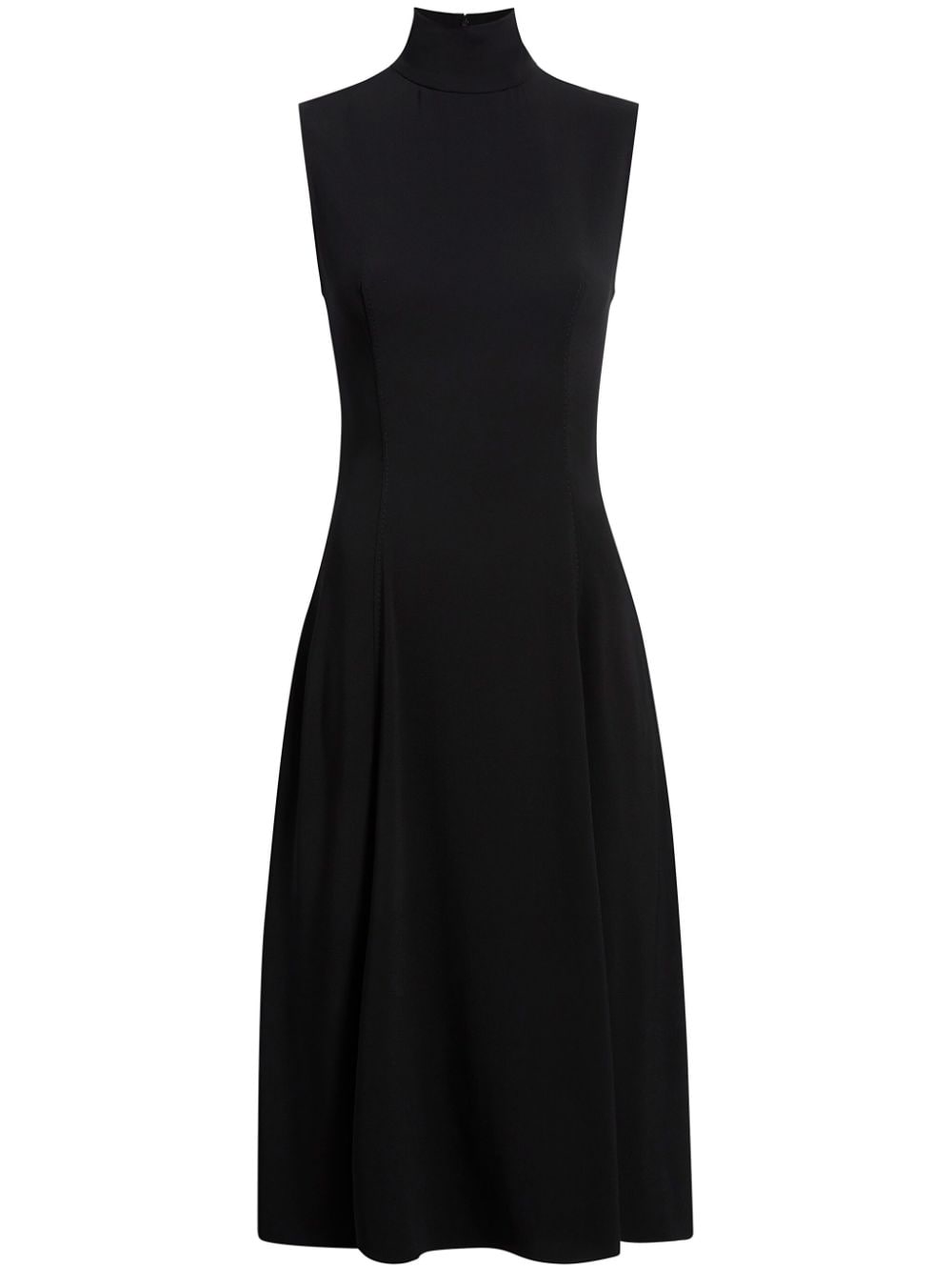 Another Tomorrow roll-neck flared midi dress - Black von Another Tomorrow