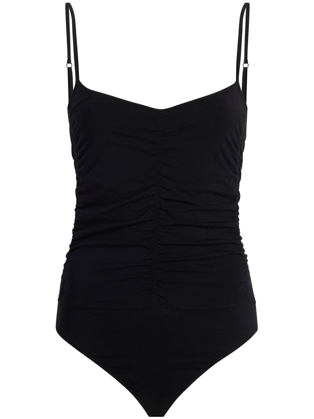 Another Tomorrow slim-cut shirred bodysuit - Black von Another Tomorrow