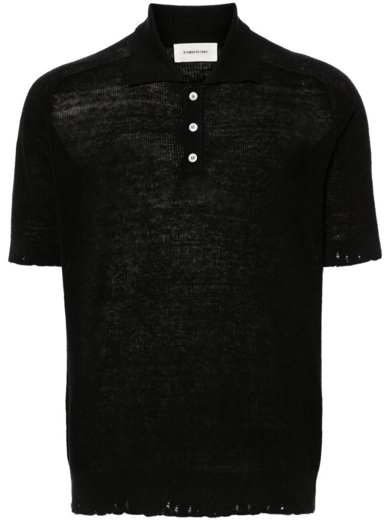 atomo factory distressed-effect knitted polo shirt - Black von atomo factory