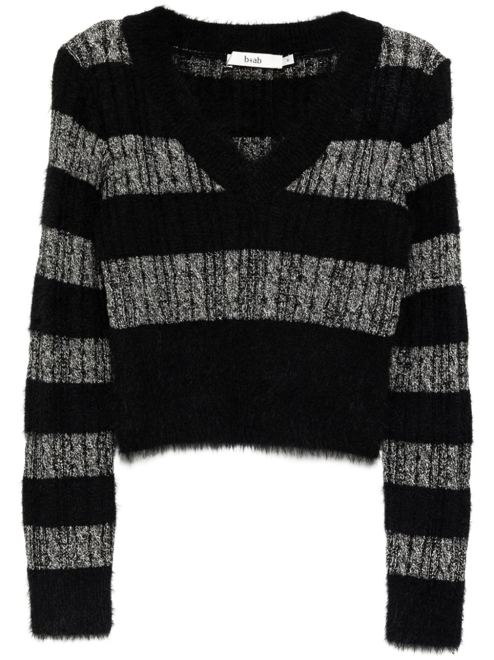 b+ab Striped scarf detail knitted top - Black von b+ab