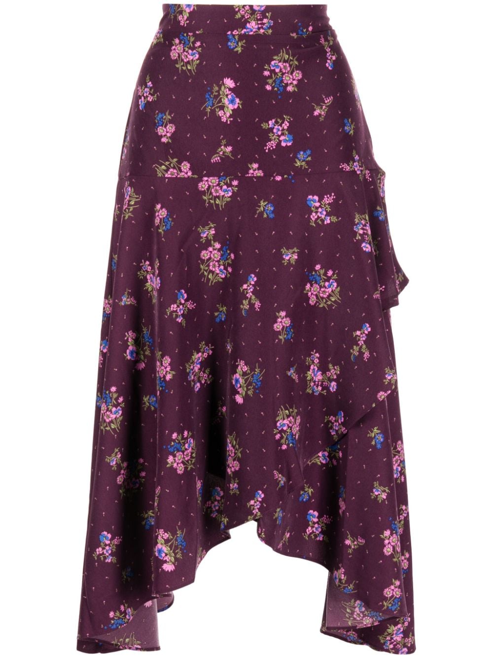 b+ab asymmetric floral-print midi skirt - Purple von b+ab