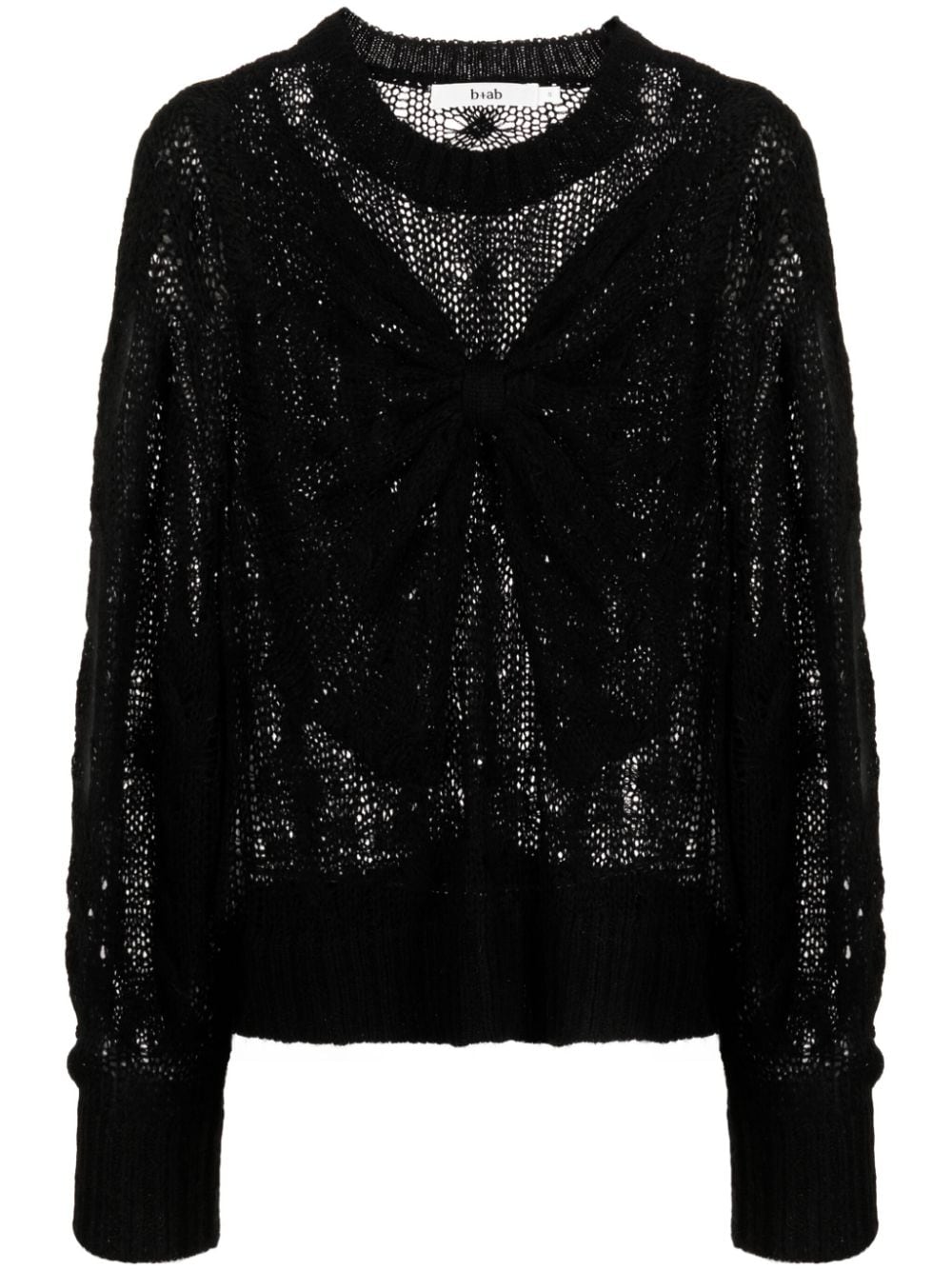 b+ab bow-embellished cable-knit jumper - Black von b+ab