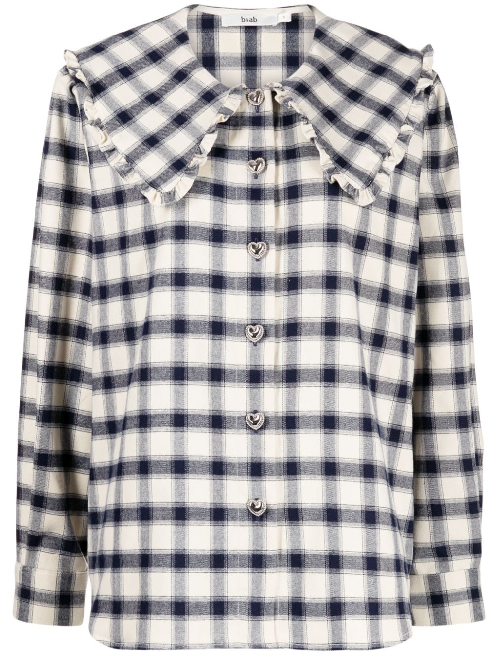 b+ab check-pattern peter-pan collar shirt - Blue von b+ab