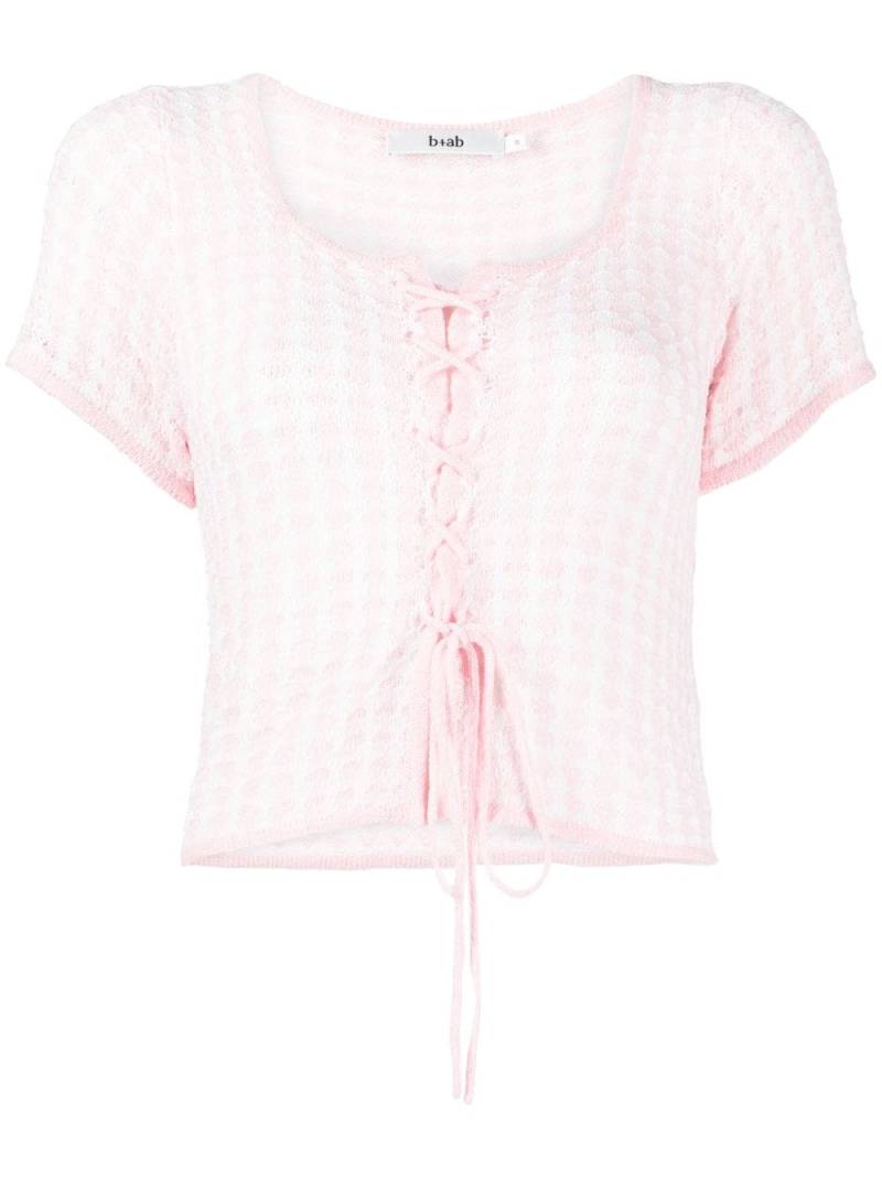 b+ab checked lace-up knitted top - Pink von b+ab