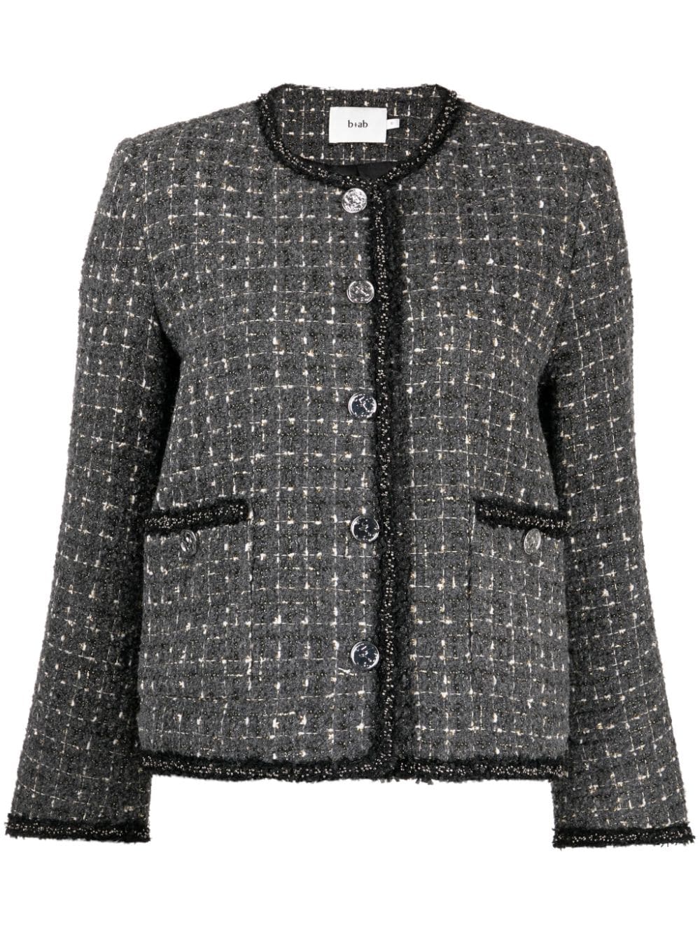 b+ab checked tweed button-up jacket - Grey von b+ab