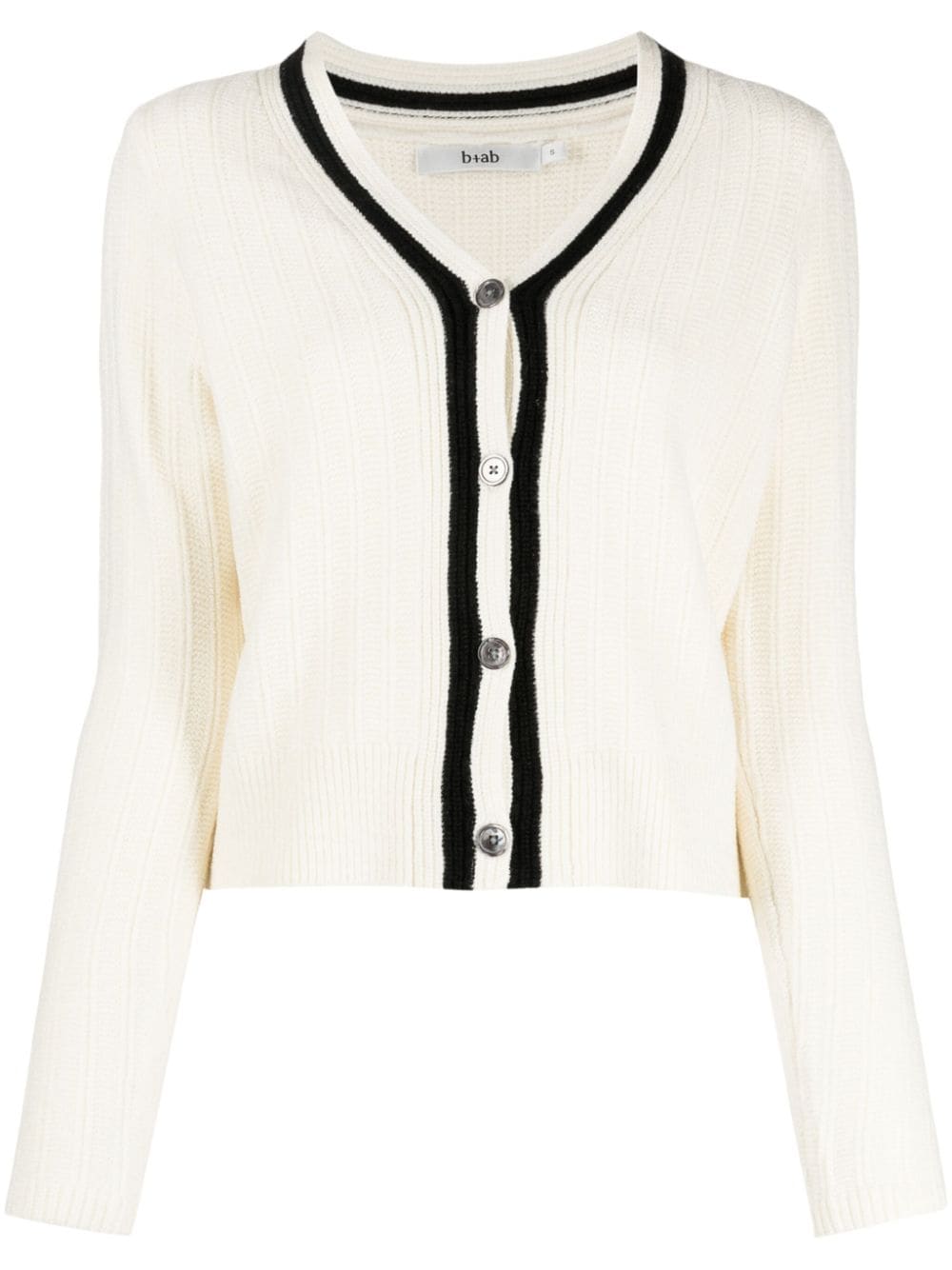 b+ab contrasting-trim ribbed-knit cardigan - White von b+ab