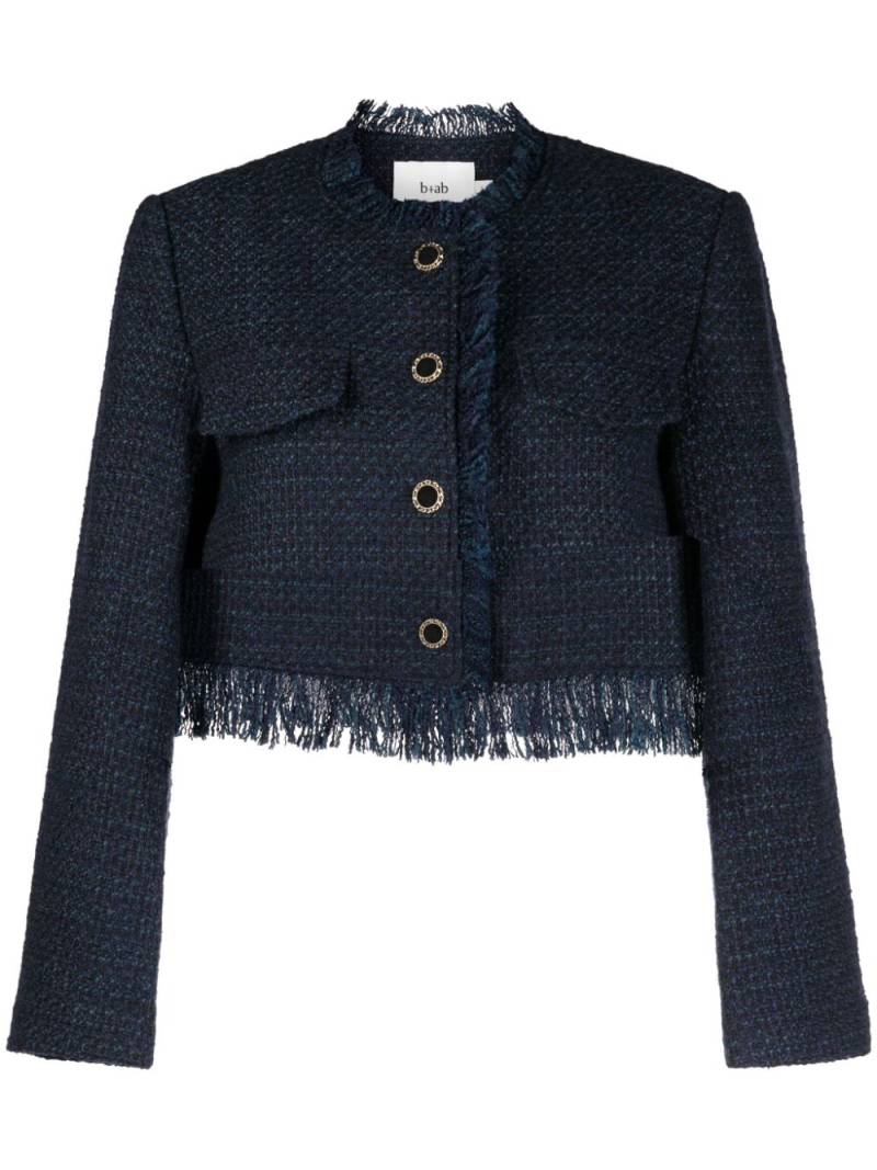 b+ab cropped frayed tweed jacket - Blue von b+ab