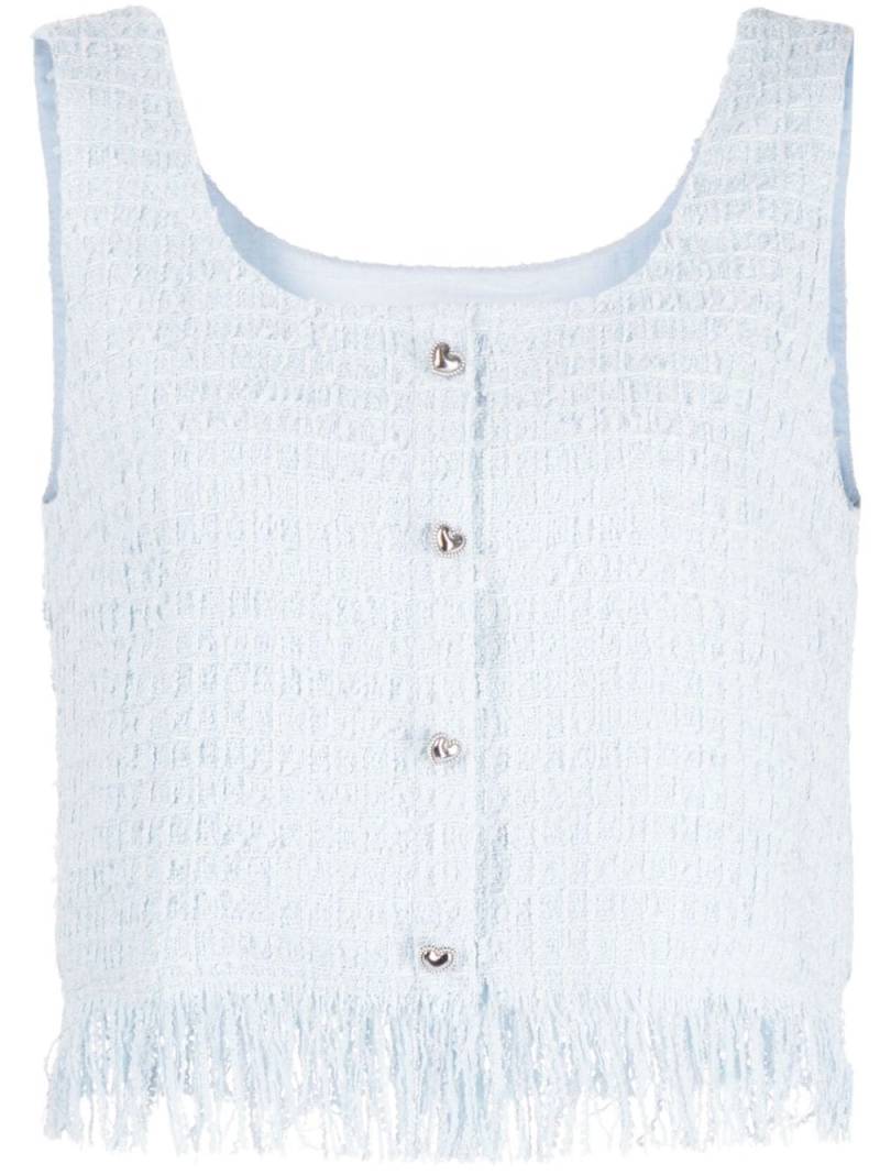 b+ab cropped fringed tweet top - Blue von b+ab