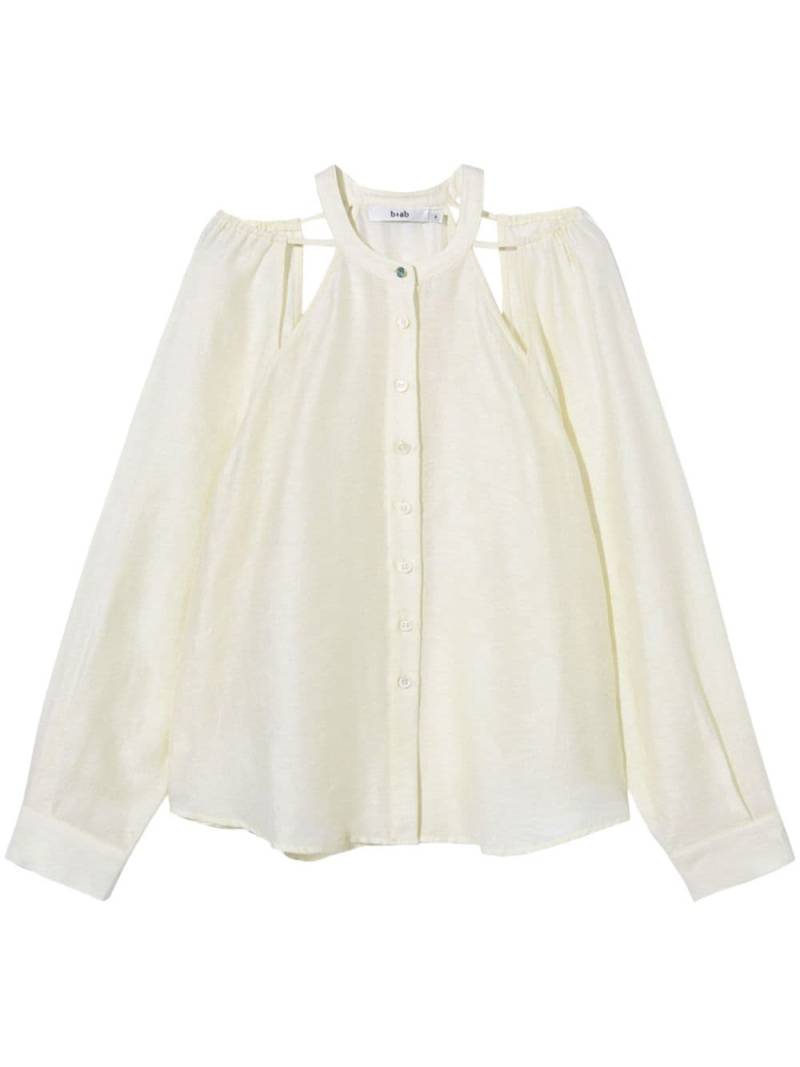 b+ab cut-out collarless shirt - Neutrals von b+ab