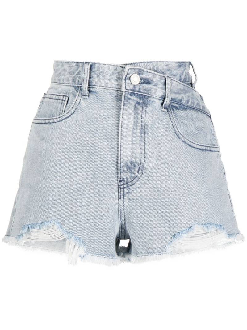 b+ab distressed-effect high-rise denim shorts - Blue von b+ab