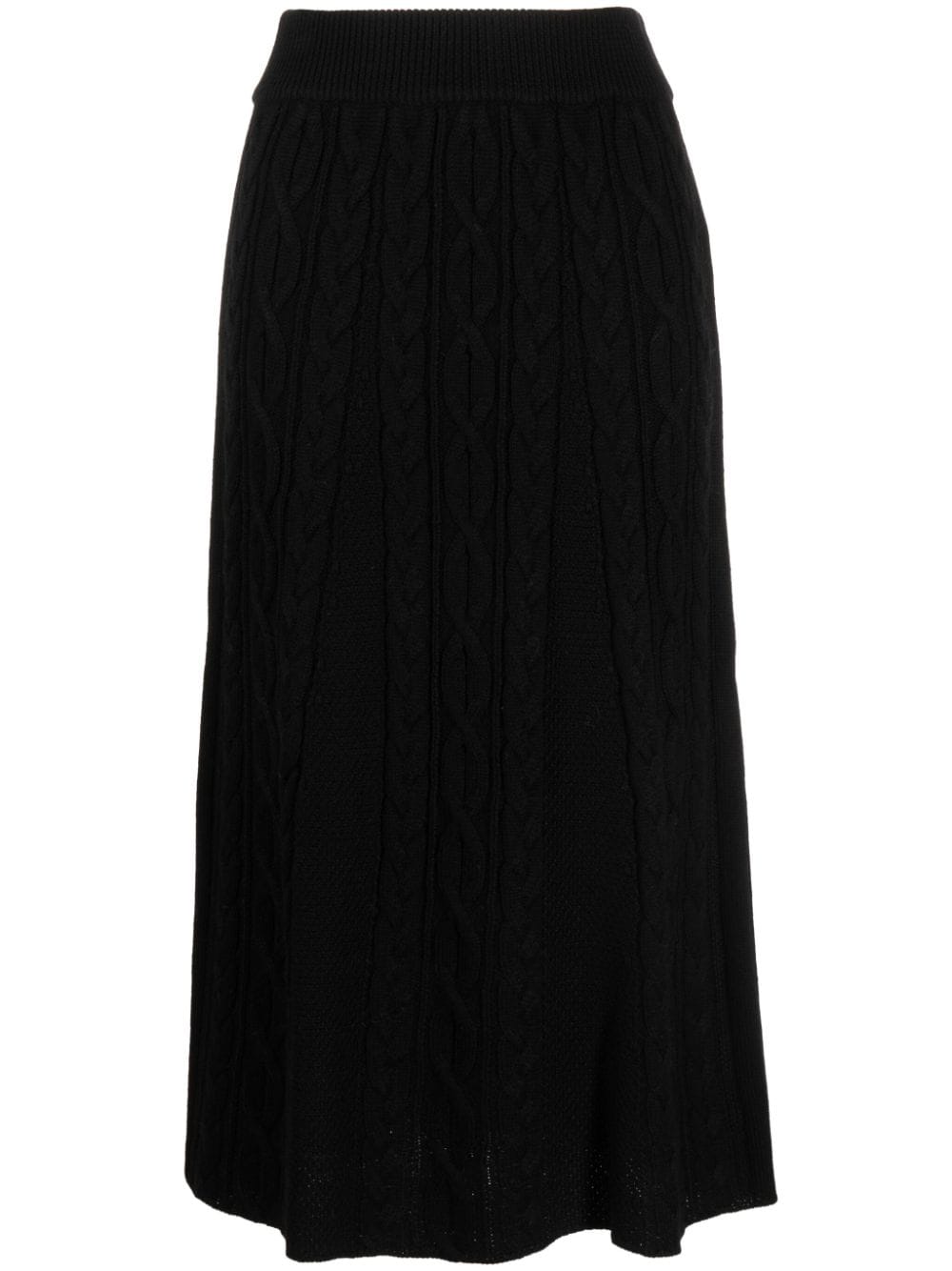 b+ab elasticated-waistband cable-knit midi skirt - Black von b+ab