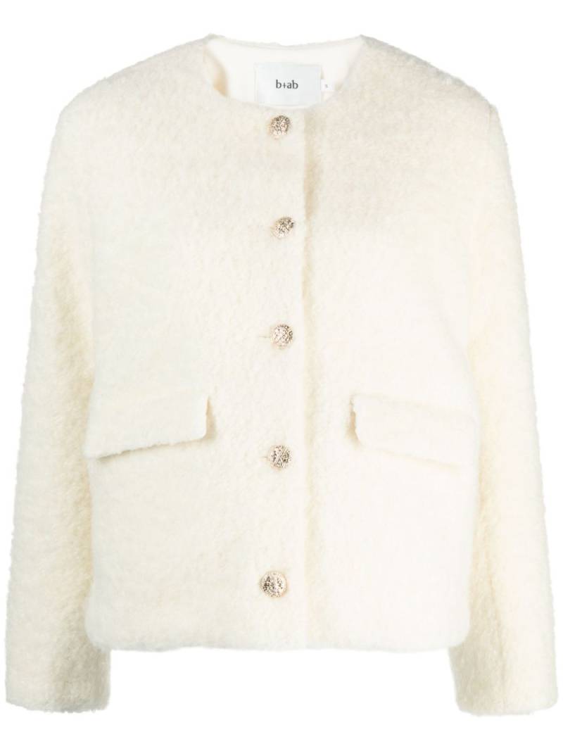 b+ab embossed-button brushed wool-blend jacket - Neutrals von b+ab