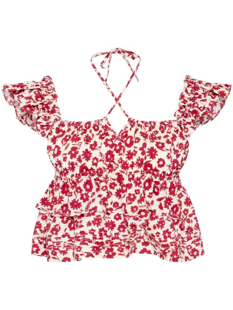 b+ab floral-print ruffle-detail top - Red von b+ab