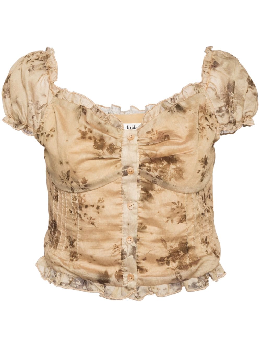 b+ab floral-print ruffled-detail top - Neutrals von b+ab