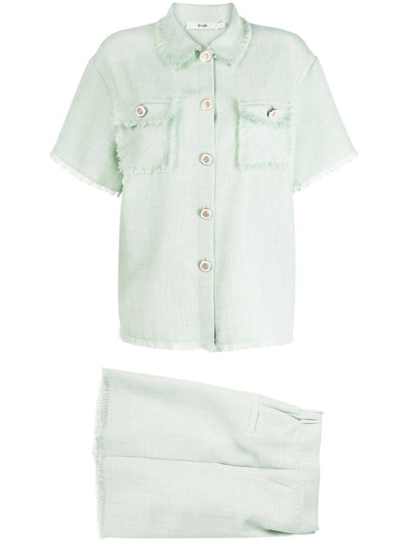 b+ab frayed-edge short-sleeve shirt - Green von b+ab