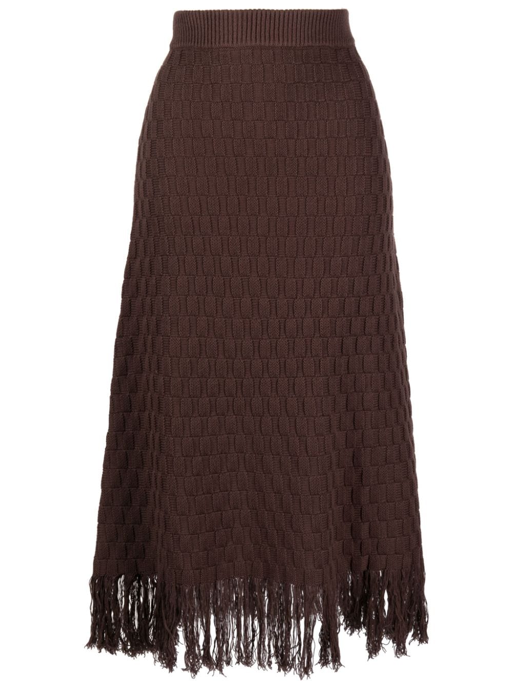 b+ab frayed-hem knitted midi skirt - Brown von b+ab