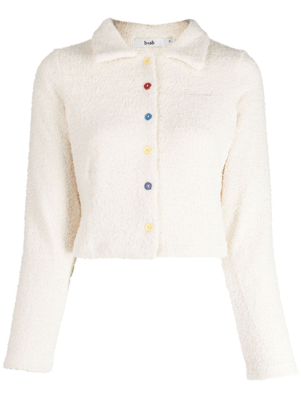 b+ab logo-embroidered terry-cloth cropped cardigan - Neutrals von b+ab