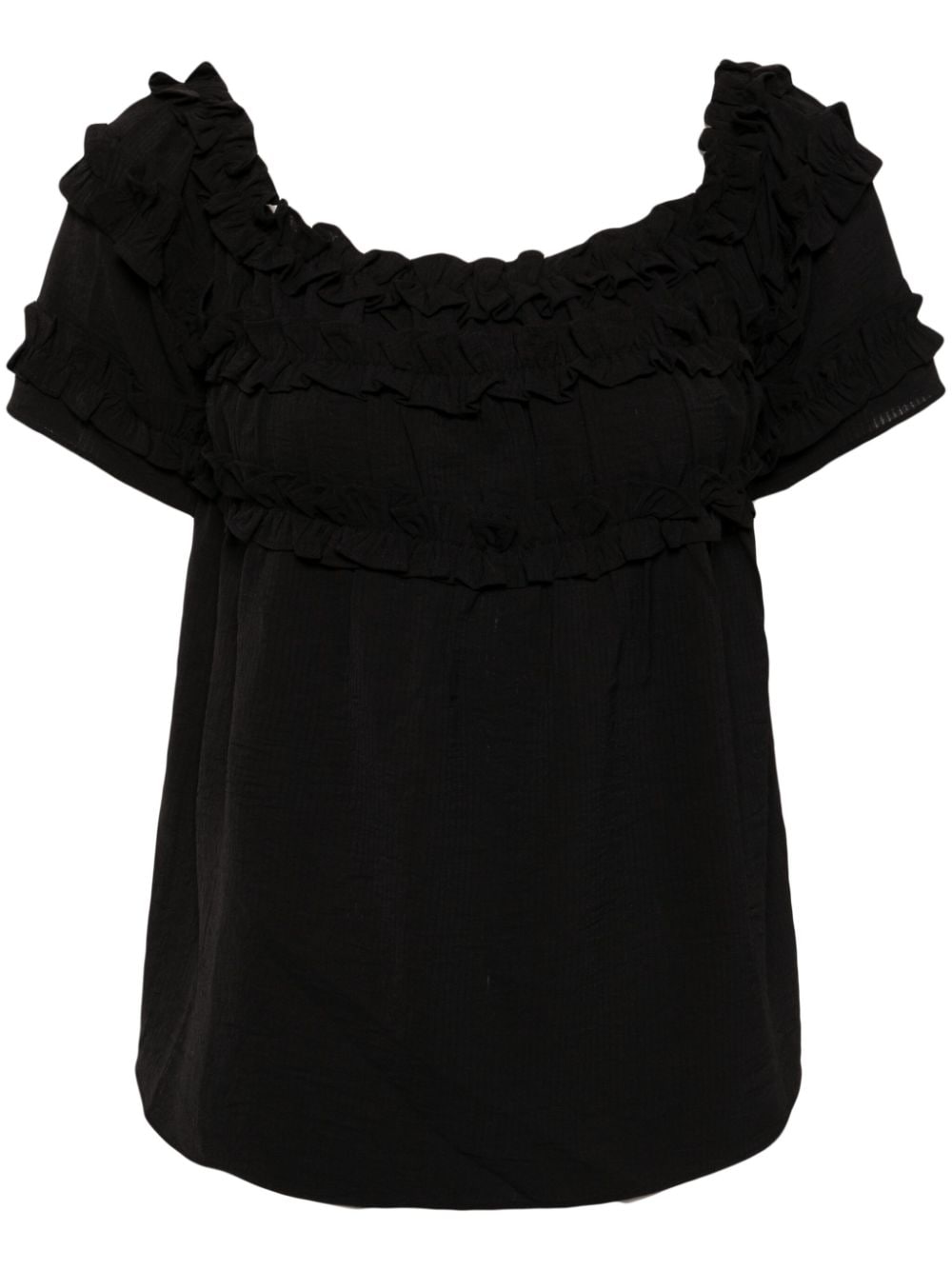 b+ab off-shoulder ruffled blouse - Black von b+ab