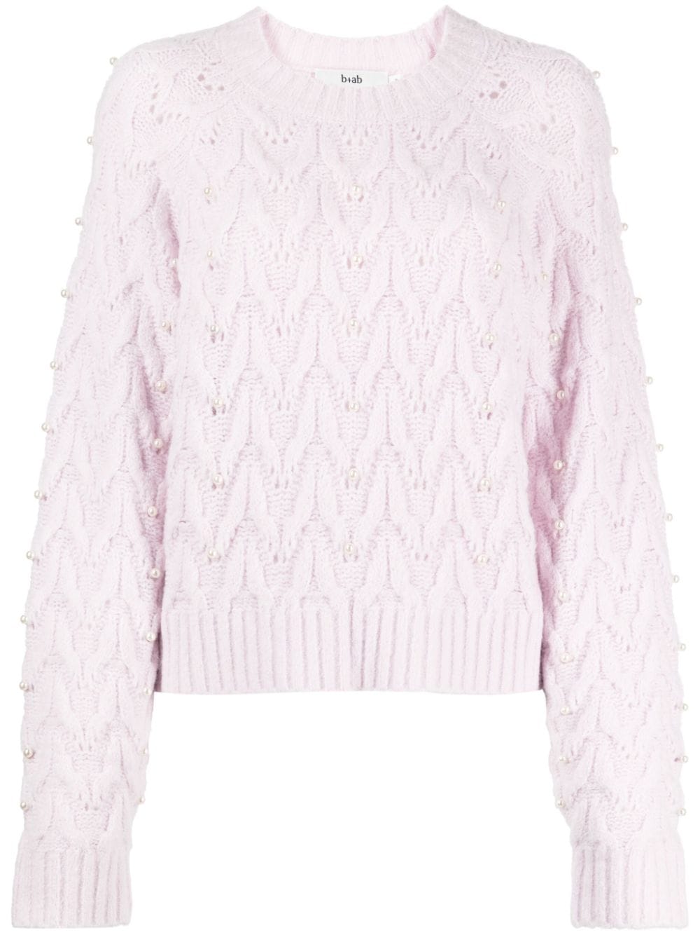 b+ab pearl-embellished cable-knit jumper - Purple von b+ab