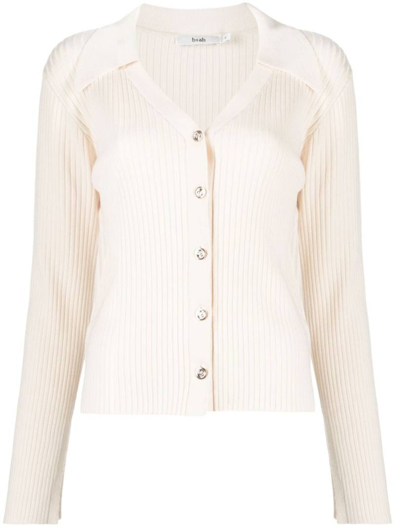 b+ab pointed-flat collar button-down cardigan - Neutrals von b+ab