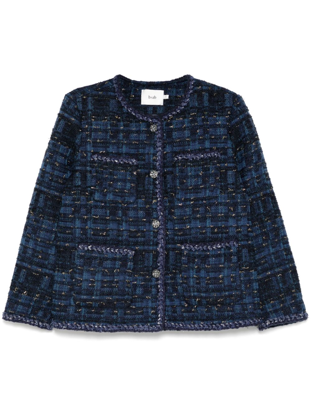 b+ab round neck tweed jacket - Blue von b+ab