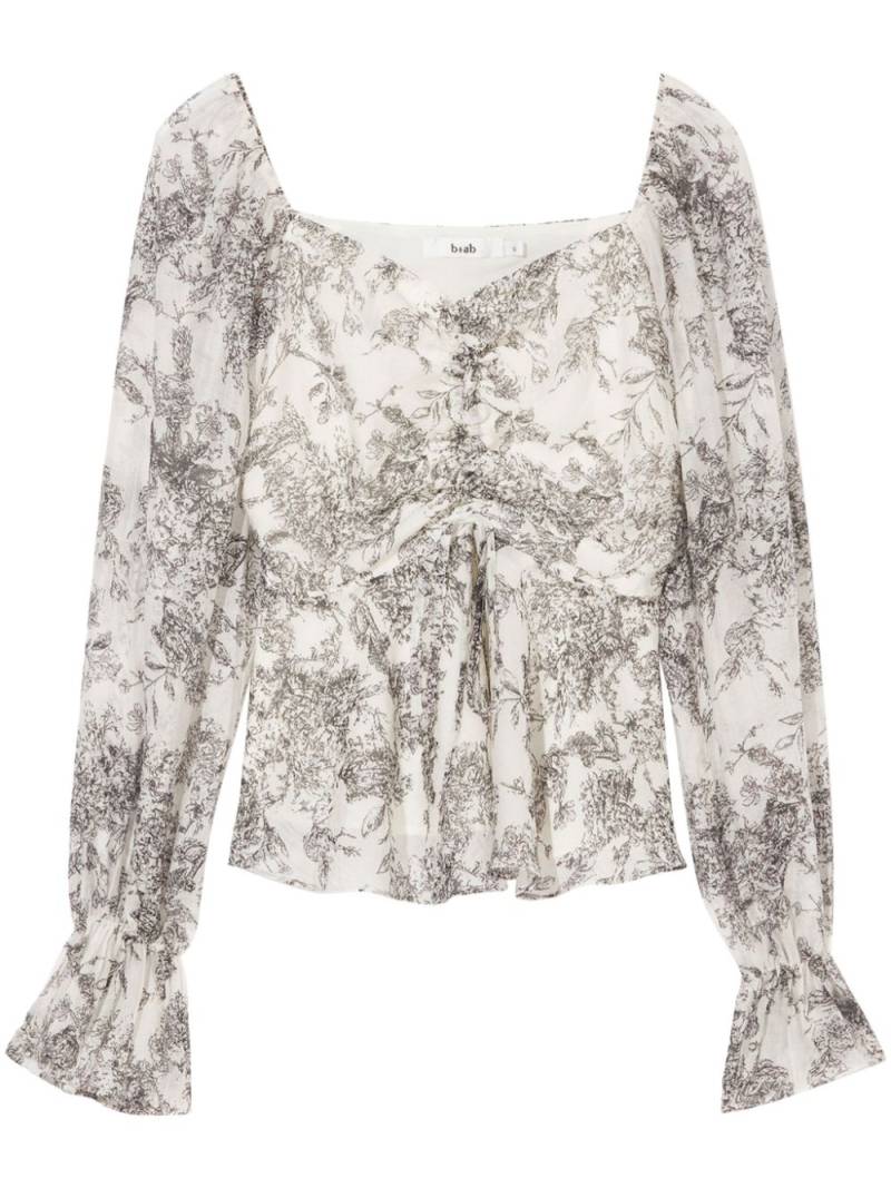 b+ab ruched floral-print blouse - White von b+ab