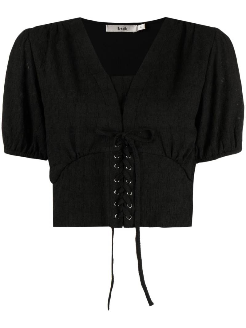 b+ab ruched lace-up blouse - Black von b+ab