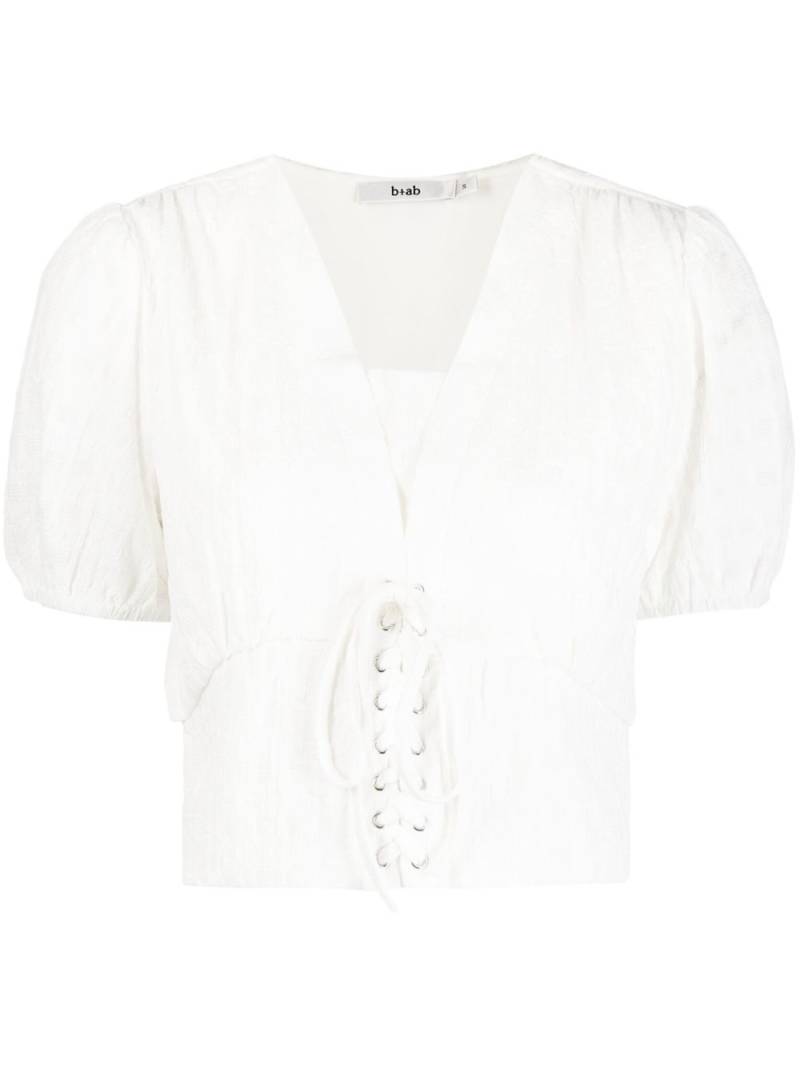 b+ab ruched lace-up blouse - White von b+ab