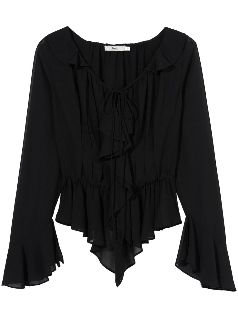 b+ab ruffle-detail semi-sheer blouse - Black von b+ab