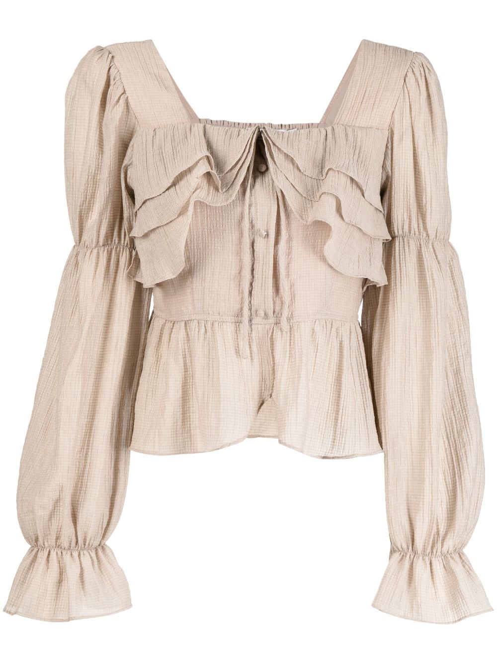 b+ab ruffle-detailing long-sleeve blouse - Brown von b+ab