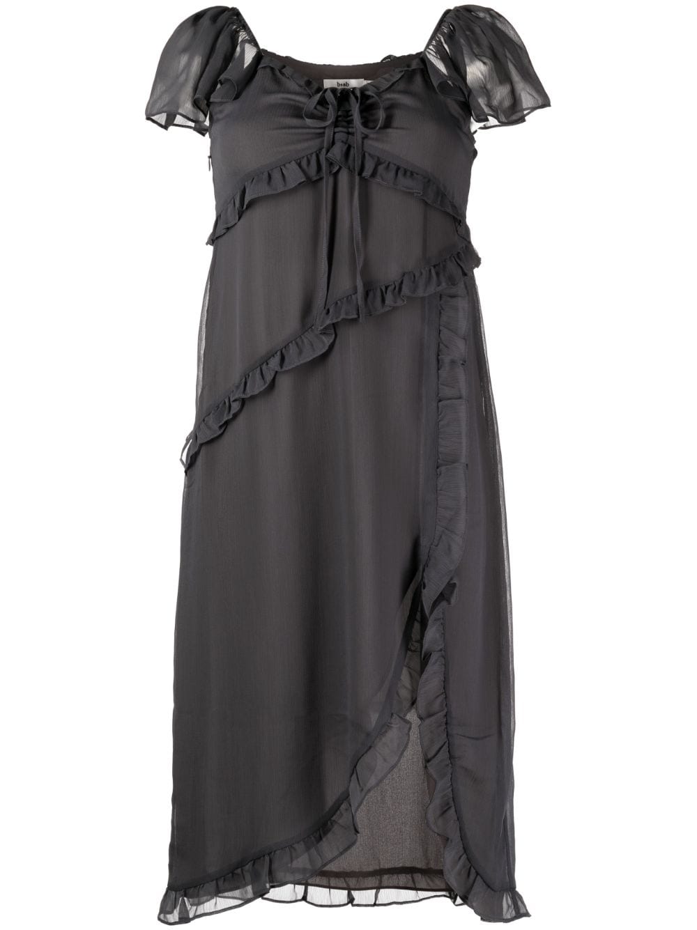 b+ab ruffled sheer minidress - Grey von b+ab