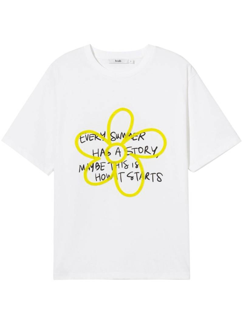 b+ab slogan-floral print T-shirt - White von b+ab