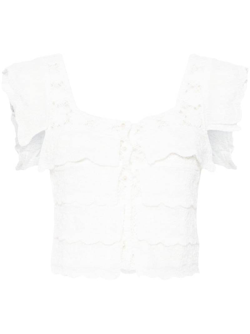 b+ab square-neck embroidered crop top - White von b+ab