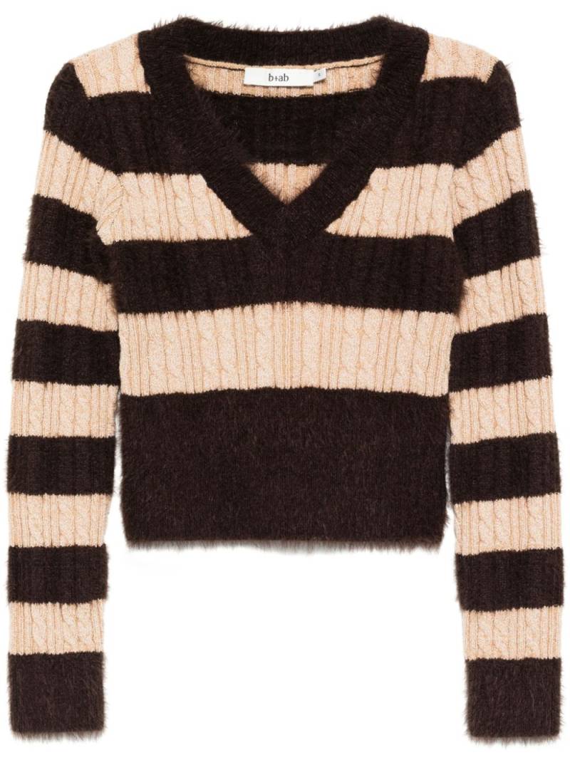 b+ab striped scarf-detail jumper - Brown von b+ab