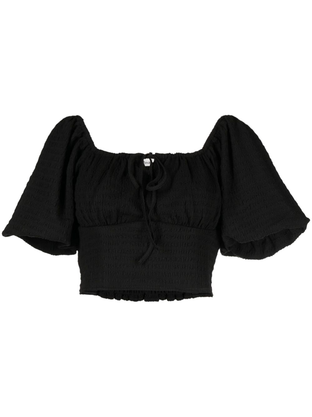 b+ab tie-fastening short puff-sleeve blouse - Black