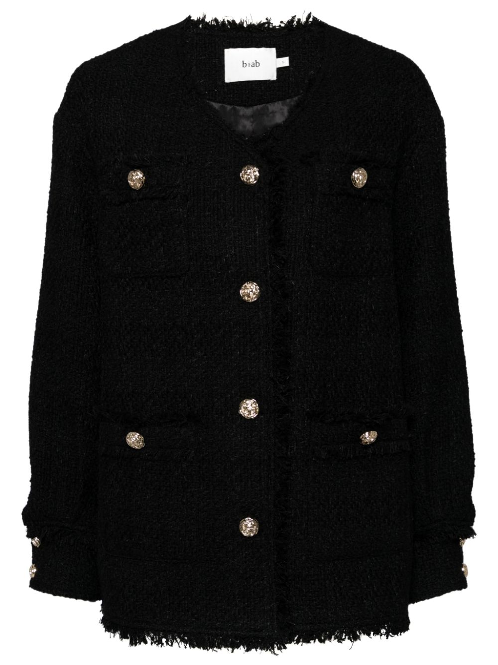 b+ab tweed v-neck jacket - Black von b+ab