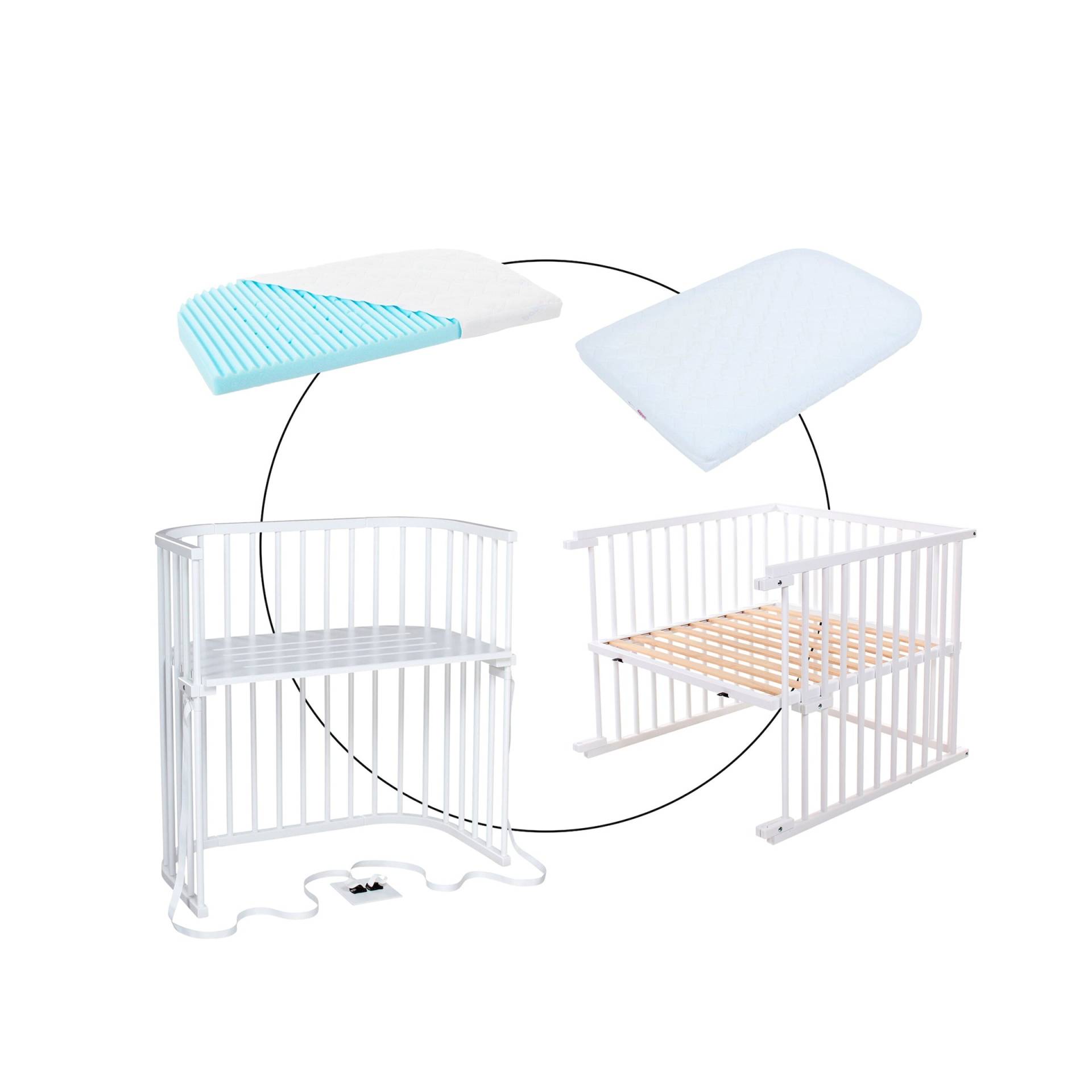 Bundle Beistellbett Boxspring inkl. Matratze MediTex® und Kinderbettumbausatz inkl. Matratze MediTex® extraluftig von babybay