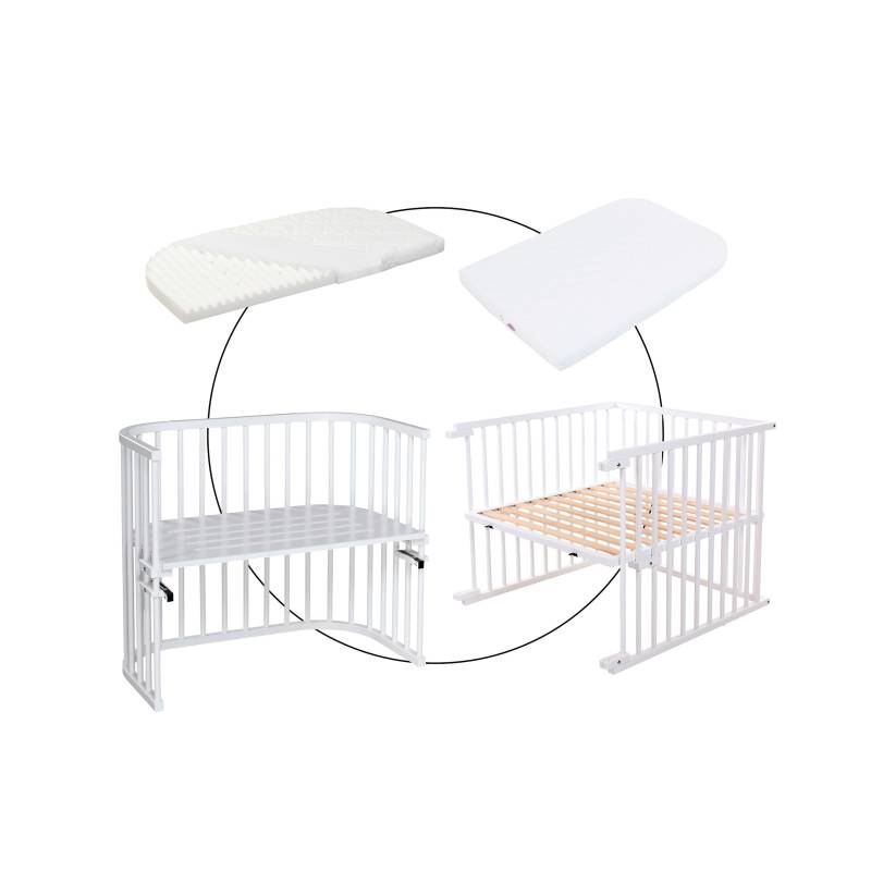 Bundle Beistellbett Maxi inkl. Matratze Klima Wave und Kinderbettumbausatz inkl. Matratze MediTex® extraluftig von babybay