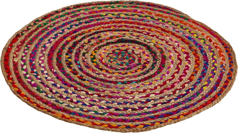 Barbara Becker Teppich »Ethno«, rund, 4 mm Höhe, Flachgewebe, handgeflochten, Ø 80 cm, aus Jute & recycelte Baumwolle von barbara becker