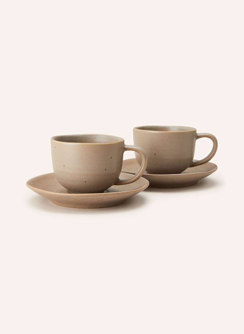 Blomus 2er-Set Kaffeetassen Kumi Mit Untertasse braun von blomus