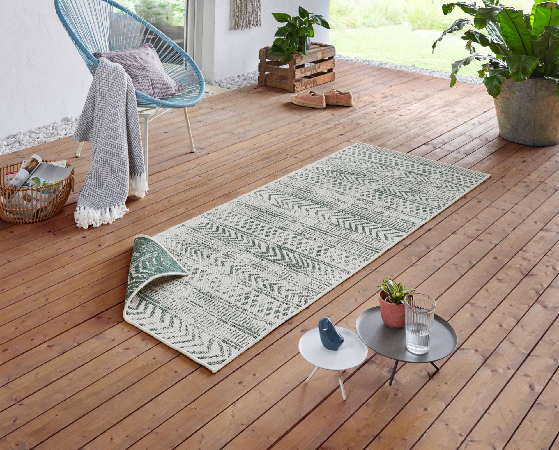 NORTHRUGS Teppich »BIRI Wendeteppich«, rechteckig, In-& Outdoor, Wetterfest, Balkon, Garten, Wohnzimmer, Wasserfest, Boho von NORTHRUGS