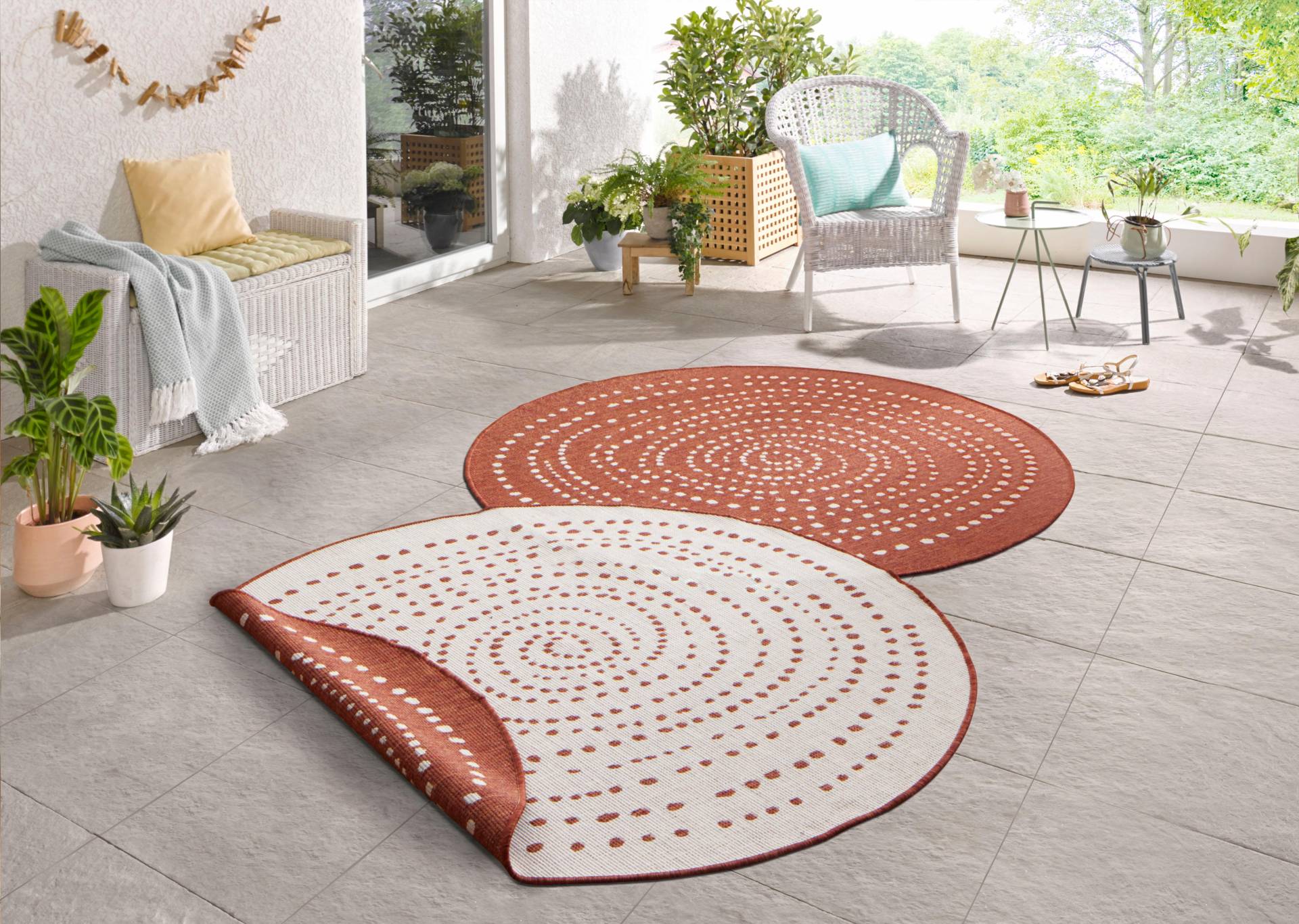 NORTHRUGS Teppich »Bali«, rund, 5 mm Höhe, In-& Outdoor, Wetterfest, Balkon, Garten, Wohnzimmer, Wasserfest von NORTHRUGS