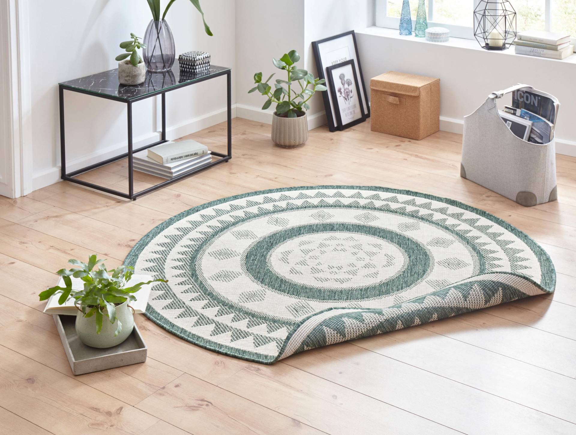 NORTHRUGS Teppich »Jamaica«, rund, 5 mm Höhe, In-& Outdoor, Wetterfest, Balkon, Garten, Wohnzimmer, Wasserfest von NORTHRUGS