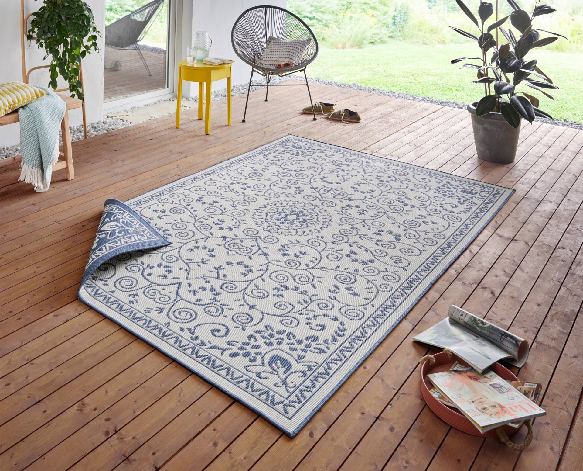 NORTHRUGS Teppich »LEYTE Wendeteppich«, rechteckig, In-& Outdoor, Teppich, Vintage, Wetterfest, Balkon, Garten, Wohnzimmer von NORTHRUGS