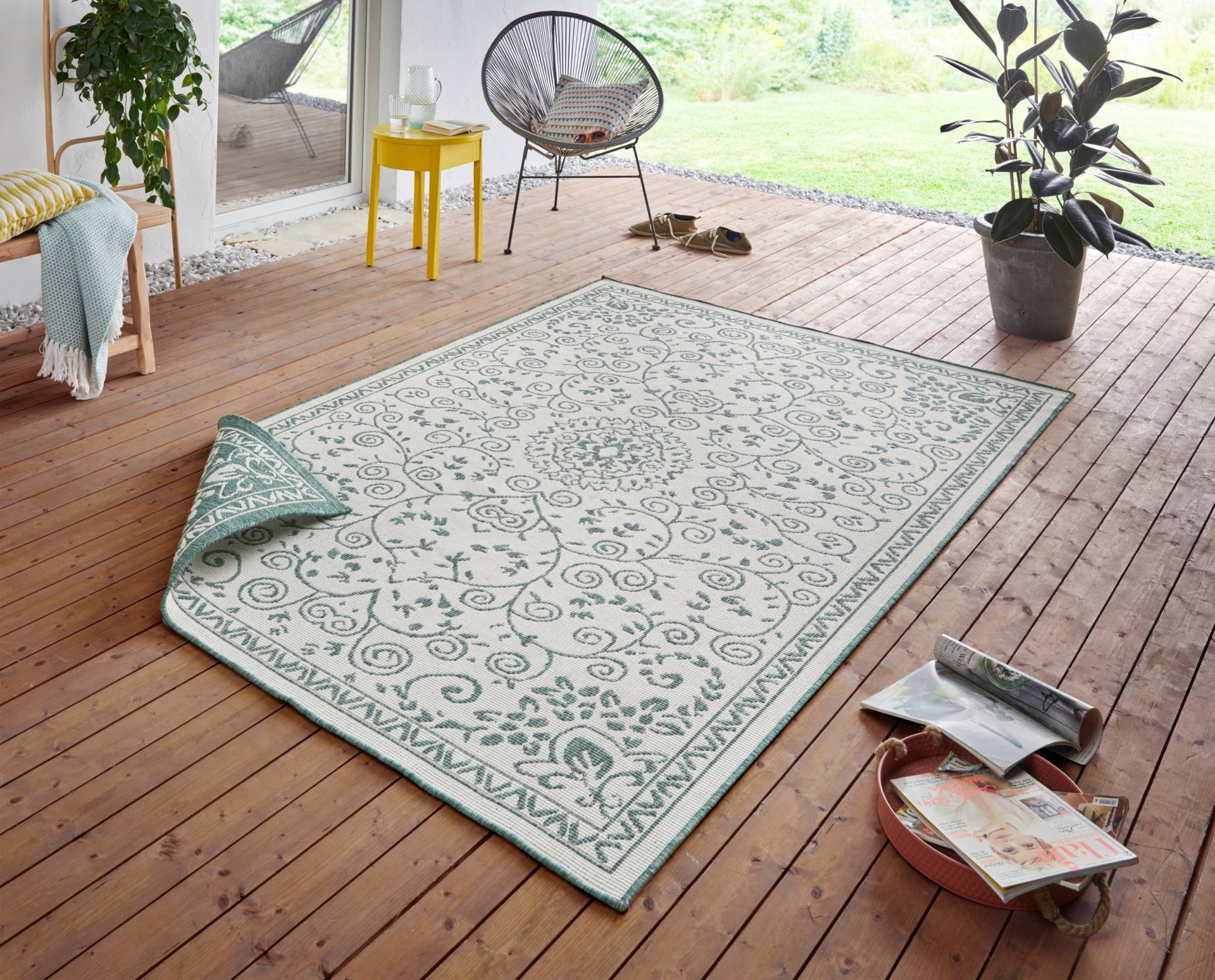 NORTHRUGS Teppich »LEYTE Wendeteppich«, rechteckig, In-& Outdoor, Teppich, Vintage, Wetterfest, Balkon, Garten, Wohnzimmer von NORTHRUGS