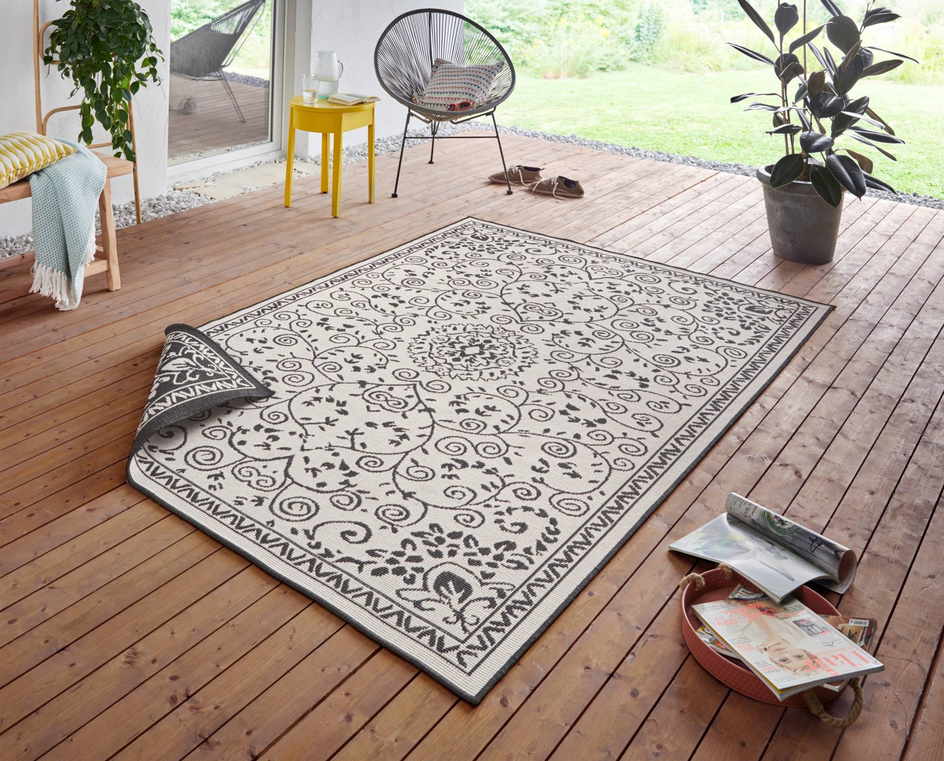 NORTHRUGS Teppich »LEYTE Wendeteppich«, rechteckig, In-& Outdoor, Teppich, Vintage, Wetterfest, Balkon, Garten, Wohnzimmer von NORTHRUGS